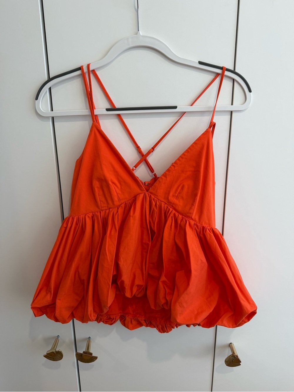 Cinq a Sept Bright Orange Peplum Top